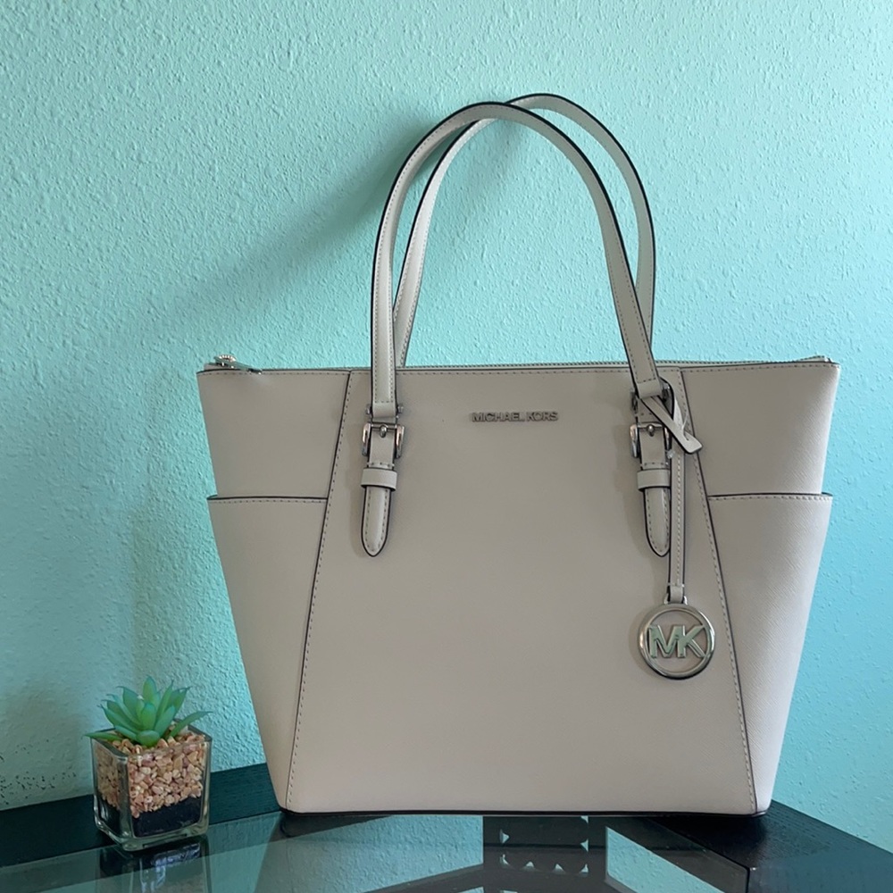 Michael Kors Leather Optic White Large Tote Purse